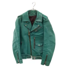 NO ID. (ノーアイディ) ホースレザーハイブリットヌメ WAX ヴィンテージ Dポケットライダース ジャケット グリーン 445203-968Lのサムネイル