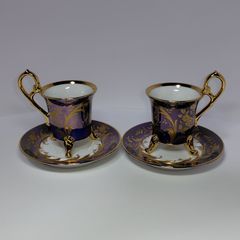 絶版ヴィンテージ品 日本製高級食器 OHASHI CHINA 大橋陶器 1932 金彩 アンティーク ティーカップ＆ソーサー 猫脚 2客セット