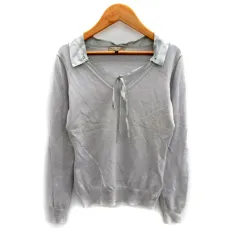 プロポーション ボディドレッシング PROPORTION BODY DRESSING ニット カットソー 長袖 Vネック 無地 2 ライトグレー /SY44 ■MOのサムネイル