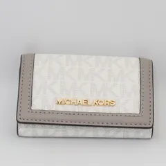 良品 マイケルコース シグネチャー柄 ゴールド金具 ホワイト 6連 キーケース メンズ/レディース 2000000 NSK KRK