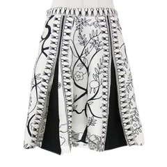 NINA RICCI ニナリッチ スカート アイボリー ブラック サイズ:36(S) ボタニカル プリント シルク フレア ミディスカート ひざ丈 タック フラワー 花柄 フランス製 ボトムス【レディース】のサムネイル