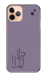 iPhone15plus ケース カバー iPhone15 プラス スマホケース ハードケース 猫 ネコ ねこ イラスト シンプル 肉球 可愛い かわいい のぞき見 チラ見 キャラクター カラー03