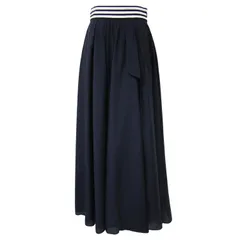 BORDERS at BALCONY ボーダーズアットバルコニー スカート ロング フレアスカート ネイビー 紺 36(S) ギャザー ドレープ ハイウエスト ボトムス シンプル きれいめ カジュアル【レディース】のサムネイル