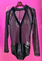 gentil ジャンティ HOMME 社交ダンス ウェア メンズ シャツ ラテン　ストライプ柄　ベロア 網ネット　シースルー ブラック　21273604 90