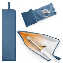 KAWOLY-ヘアアイロン ケース 収納耐熱性300℃！×熱いまま収納OK×撥水加工吊り下げ 折りたたみ式 ヘアアイロンポーチ 国内耐熱検査済4色 可愛い ミニア 持ち運び 旅行 側面電源コード収納ポケット付き ヘアアイロンカバー 母の日プレゼント