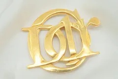 クリスチャン ディオール ヴィンテージ ブローチ エンブレムロゴ アクセサリー ラウンド 丸型 金 ゴールド Christian Dior 3452j