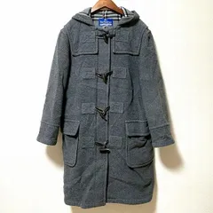 #wnc バーバリーブルーレーベル BURBERRYBLUELABEL コート 38 グレー ダッフルコート チェック フード付き レディース [962457]