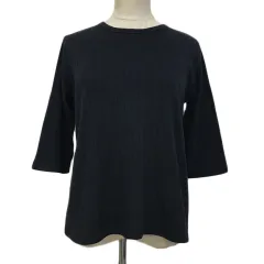 アングリッド UNGRID カットソー プルオーバー クルーネック 無地 リブ 七分袖 F 黒 ブラック