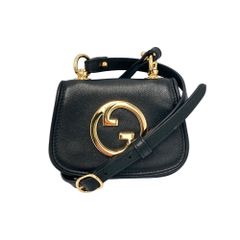 【真贋判定済】GUCCI グッチ インターロッキングG ミニショルダー 698635 ブラック ウォレット B0503B7F9Z