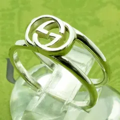 美品22表記 グッチ インターロッキング オープン バンド リング24-4388