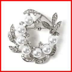 フォーマル ゴールド リング ジャケット シルバー スーツ ギフト セレモニー 結婚式 お呼ばれ パール ドレス コサージュ パーティー ピン ブローチ クリップ おしゃれ TIGLOSS 花 りぼん [ティグロス] 専用BOX付（シルバー）