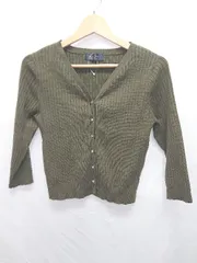 ◇ ⊆ JUSGLITTY ジャスグリッティー ビジュー 長袖 カーディガン サイズ38 カーキ レディース E  【1506180008991】