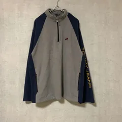TOMMY JEANS ハーフジップ フリース ネイビー/グレー オールドトミー【メンズL】