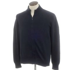 【中古】クルチアーニ CRUCIANI ミドルゲージ コットン スタンドカラー ダブルジップ カーディガン ネイビー【サイズ52】【メンズ】