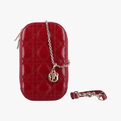 美品　クリスチャンディオール　スマホショルダー　カナージュ　フォンケース　レッド DIOR | Lady Dior Call'in Dior フォンホルダー カナージュ