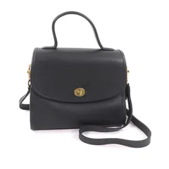 極美品★COACH コーチ オールドコーチ チャーム付 ターンロック 2way グローブレザー ショルダー・ハンドバッグ ブラック レディース