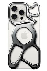 Angry Miao iPhone 16 Pro Max AM Emptiness Phone Case MagSafe対応 軽量 流動メタルデザイン（シャイニーシルバー＋ブラック）