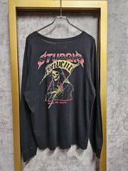 【US古着】T-BAR X COTTON ON STURGIS Long sleeve t-shirt/ ティーバーエックスコットンオン スタージス バイカー ハーレー 死神 プリント ロック ロンT 長袖Tシャツ  ブラック XL