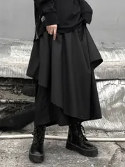 ユニセックス パンツ　ズボン　 黒 モード系 地雷系 量産型 ロングスカート 個性派 ゴシック 原宿系 レディース ボトムス ブラックスカート 病みかわ 秋冬 変形スカート Aライン　サブカル　ファッション　ゴスロリ