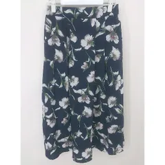 ◇ fifth フィフス 花柄 フラワー ロング ギャザー スカート サイズM ネイビー ホワイト レディース  【中古】 【1206060006078】