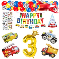【数量限定】誕生日 飾り付け 男の子、誕生日バルーン 3歳 男の子 誕生日プレゼント 誕生日 風船 車 誕生日 バルーン 飾り