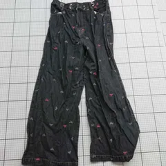 ◇ Θ サマンサモスモス デニムワイドパンツ リボン刺繍 MFT-2400616 Lサイズ ブラック系 レディース レディース E  【1509190040449】