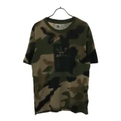 アディダス 迷彩 トレフォイルロゴ 半袖 Tシャツ S カーキ系 adidas メンズ 古着 【240518】 メール便可