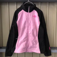 210 THE NORTH FACE フリースジャケット レディース M ピンク/ブラック ドローコード付  ノースフェイス フリース ボア 刺繍ロゴ アウトドア 防寒 古着卸 アメリカ仕入