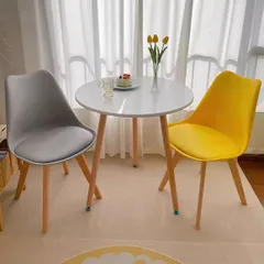 ダイニングテーブルセット センターテーブルセット 3点セット  80cm　天然木 2人用 ダイニング カフェ 応接室  作業 テーブルとチェアセット 食卓テーブル 2人掛け  ナチュラル クッション付き イームズチェア 木製