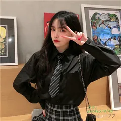 シャツ レディースシャツ ブラウス 長袖 ワイシャツ カジュアル パーティー スクール 女子トップス ネクタイ付き ワーク 制服 フォーマル 通学通勤 ガールズ ant4y574745