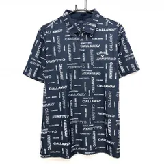 【超美品】キャロウェイ 半袖ポロシャツ ネイビー×白 ロゴ総柄 ジャガード メンズ 3L ゴルフウェア 2023年モデル 大きいサイズ Callaway