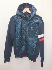 ■ ⊆ FILA GOLF フィラゴルフ ゴルフウェア 長袖 キルティング ジャンパー サイズM ネイビー系 メンズ E  【1507100008282】