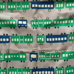 電車柄 オックス生地 ハギレ