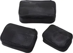 CARRY ALL BEFORE ONE トラベルポーチ トイレタリーバッグ コスメ 化粧ポーチ 小物入れ 収納 整理 持ち運び 旅行 出張 3個セット(ブラック,  メッシュSML3個セット)