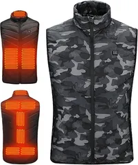 i think アイシンク 電熱ベスト 9箇所発熱 メンズ ヒーターベスト 電熱ジャケット ヒートベスト 電熱ウェア ホットベスト 3段階温度調整 USB給電( カモフラージュ,  M)