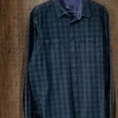 GAP ギャップ　フランネルシャツ/チェック柄長袖シャツ　緑ｘネイビー　サイズＸＬ