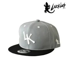 LARKiNS 帽子《グレー×ブラック》新品 未使用 ラーキンス キャップ ストレートキャップ メンズ レディース ロゴ トカゲ 刺繍 ライセンス シール 無地 大きいサイズ 日除け 紫外線対策 【C9D】ファッション メンズ