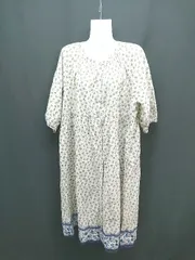 ◇ SM2 フロントボタン コットン100% 花柄 カジュアル 七分袖 ロング丈 ワンピース 表記なし イエロー ブルー レディース E  【1308160049419】