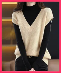 ★スタッフおすすめ★ ニットベスト レディースチョッキ 重ね着 着やせニット韓国風/無地ニットチョッキ/春秋ベスト お洒落 ニットトップス Vネック 体型カバー  おすすめ おしゃれ　人気 上品 85YN-900538