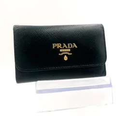 ■美品■PRADA プラダ　サフィアーノレザー　6連キーケース　ロゴ金具　ブラック　ゴールド金具　刻印あり
