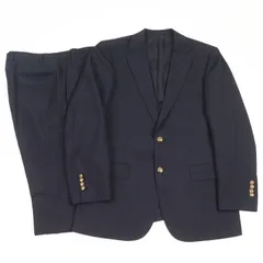 良品▲BURBERRY LONDON バーバリーロンドン モヘア混 ロゴメタルボタン シングル スーツ ネイビー 98-88-175 日本製 正規品 メンズ