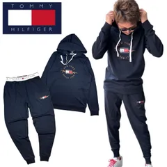 トミーヒルフィガー TOMMY HILFIGER セットアップ パーカー ジョガーパンツ 09T4502 09T4503 ネイビー スウェット ルームウェア メンズ メンズサイズ 2点 上下セット 2点セット 新品 正規品 未使用品