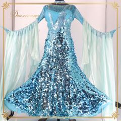 社交ダンス衣装】ブルー TAKADANCE タカダンス ワンピース ドレス 水色