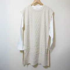 A-025　新品　Flow and fixture　ニット＆カットソー　セット　L　アイボリー　アンサンブル　重ね着