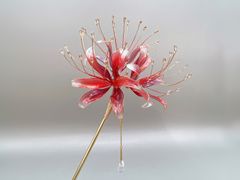 彼岸花 -赤- 簪  ディップアート アメリカンフラワー ワイヤー 可愛い 透明感 着物 浴衣 和装 和服 卒業式 入学式 お呼ばれ パーティ かんざし ヘアピン 髪飾り お揃い 結婚式 ブライダル