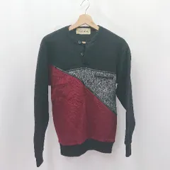 ◇ ⊇ oscar・smz ウール100% ミドルゲージ 長袖 ニット サイズ表記なし ブラック レッド グレー メンズ E  【1505290011655】