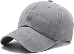 Capprecier キャップ メンズ レディース 帽子 無地 調節可能 春 夏 秋 冬 軽量 カジュアル ウォッシュ加工 UVカット 日除け 紫外線対策 おしゃれ 綿100％ 男女兼用(グレー,  53.0-60.0 cm)