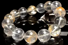 【１点物】希少内包◇マダガスカル産 ライモナイト＆マーカサイトインクォーツ　14.5mm　ブレスレット パワーストーン 天然石 _MA7738