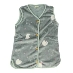 ☆ 3B.シロクマMI ☆ フランネルKIDSスリーパー スリーパー キッズ ベスト 着る毛布 パジャマ ルームウェア 前開き 半そで ボタン 寒さ対策 防寒対策 軽量 寝冷え防止 男の子 女の子 もこもこ 暖かい 部屋着 子ども 子供 あったかグッズ