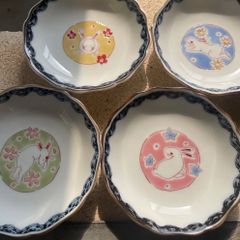 明治期 九谷焼 美山作 菓子器 送料込み1220